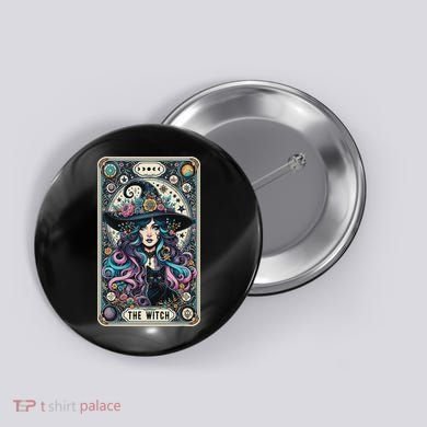 The Witch Cat Tarot Card Witch Vintage Gothic Halloween Button