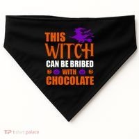 This Witch Can Be Bribed With Chocolate USA-Made Doggie Bandana thumb 0