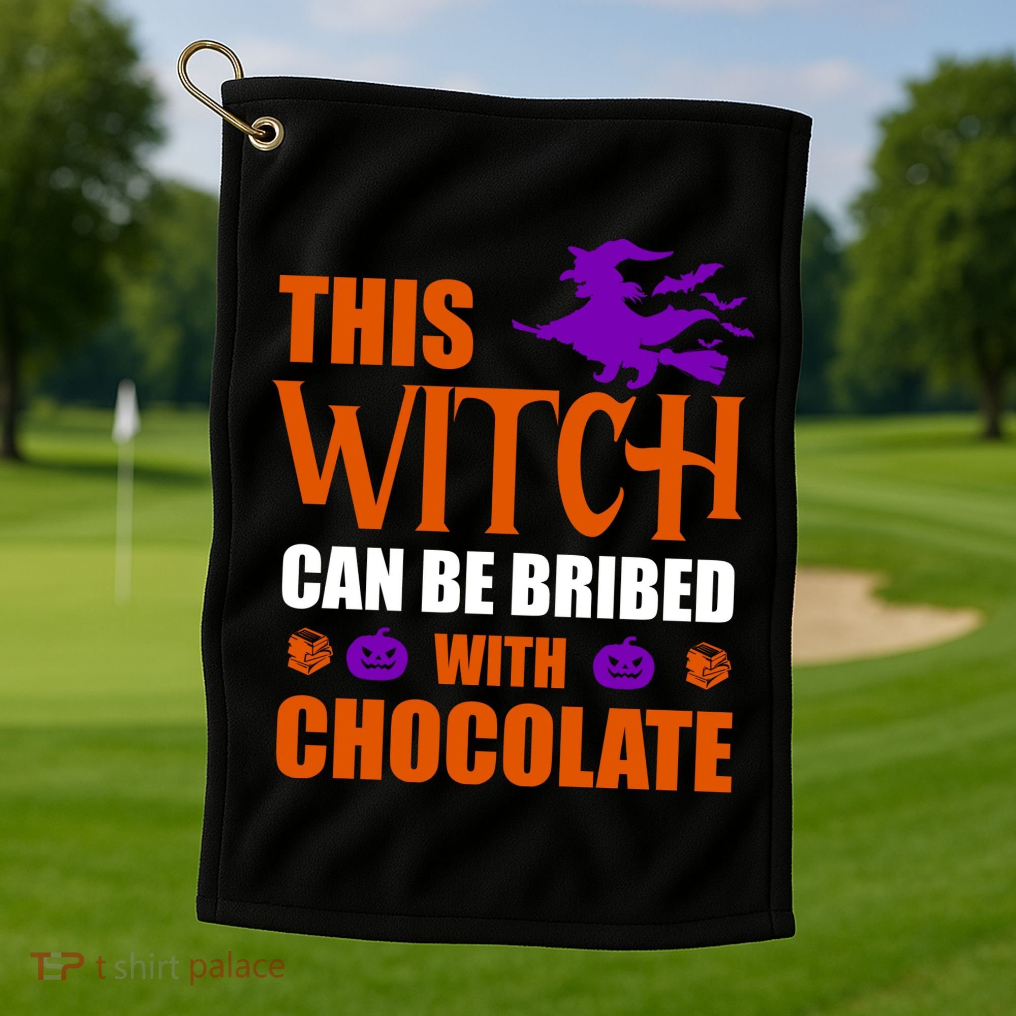 This Witch Can Be Bribed With Chocolate Golf Towel