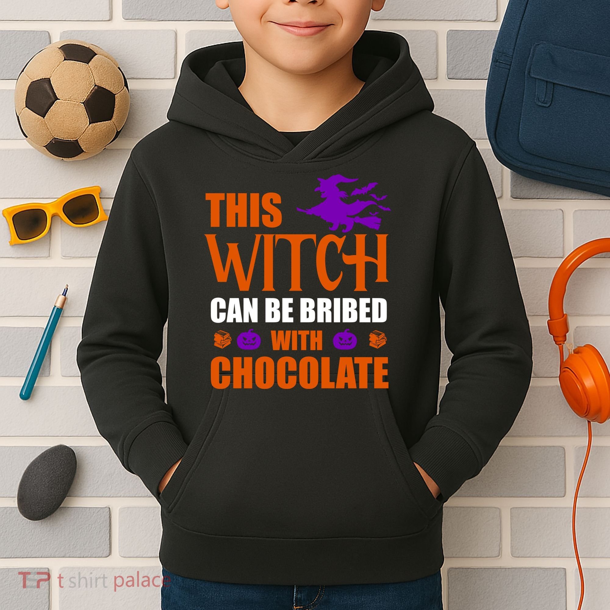This Witch Can Be Bribed With Chocolate Kids Hoodie
