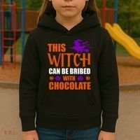 This Witch Can Be Bribed With Chocolate Kids Hoodie thumb 3