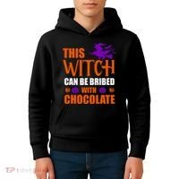 This Witch Can Be Bribed With Chocolate Kids Hoodie thumb 4