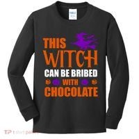 This Witch Can Be Bribed With Chocolate Kids Long Sleeve Shirt thumb 0