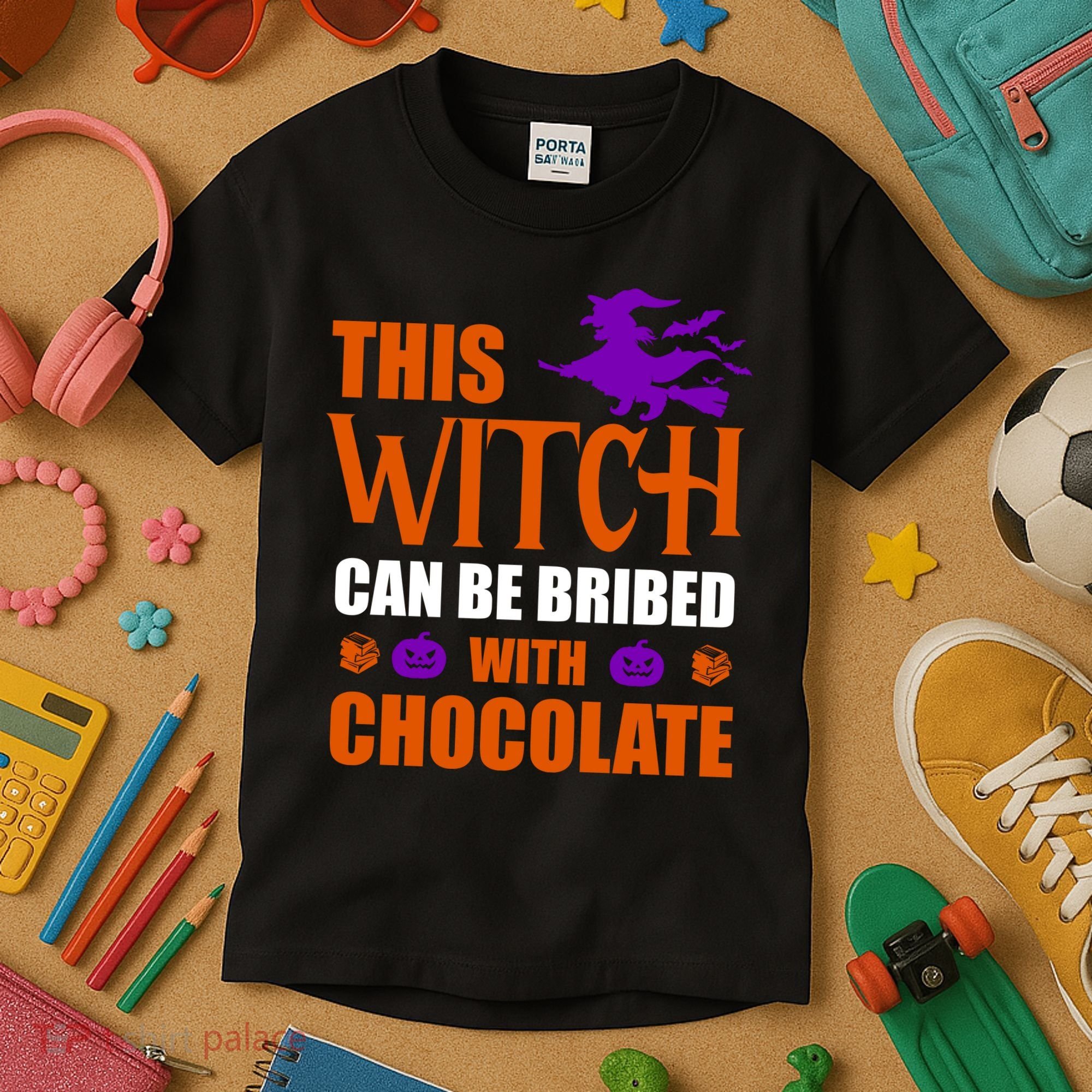 This Witch Can Be Bribed With Chocolate Kids T-Shirt