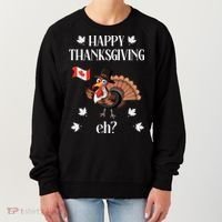 Turkey With Canada Flag Happy Thanksgiving Day Canadian Women's Sweatshirt thumb 0
