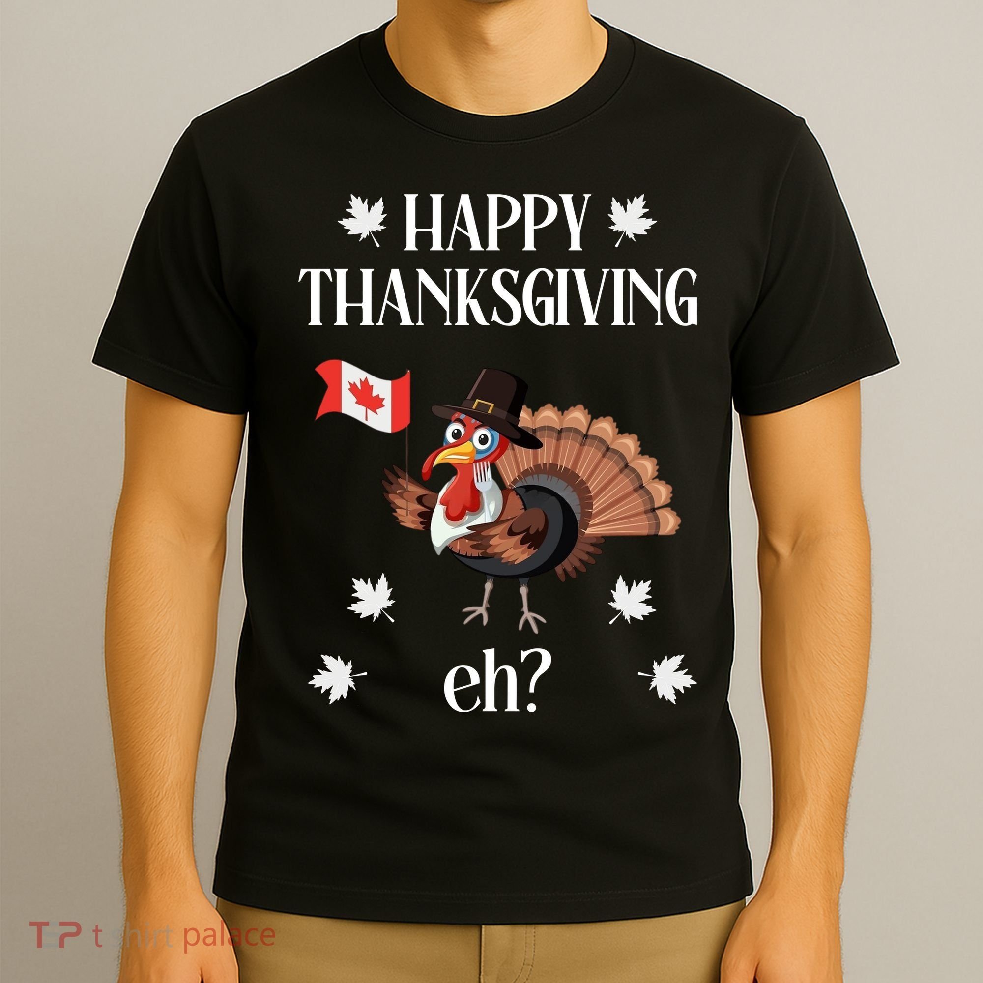 Turkey With Canada Flag Happy Thanksgiving Day Canadian T-Shirt
