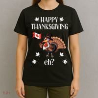 Turkey With Canada Flag Happy Thanksgiving Day Canadian T-Shirt thumb 4