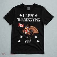 Turkey With Canada Flag Happy Thanksgiving Day Canadian T-Shirt thumb 5