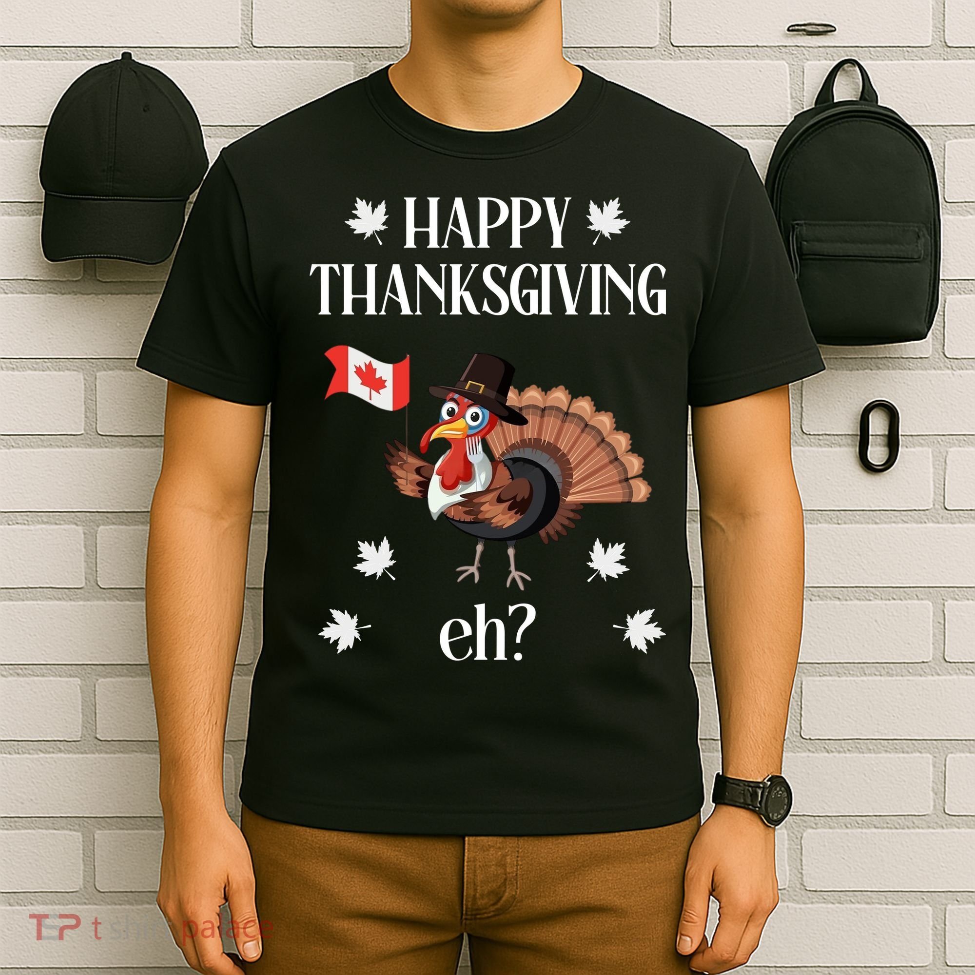 Turkey With Canada Flag Happy Thanksgiving Day Canadian T-Shirt