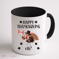 Turkey With Canada Flag Happy Thanksgiving Day Canadian Coffee Mug thumb 1