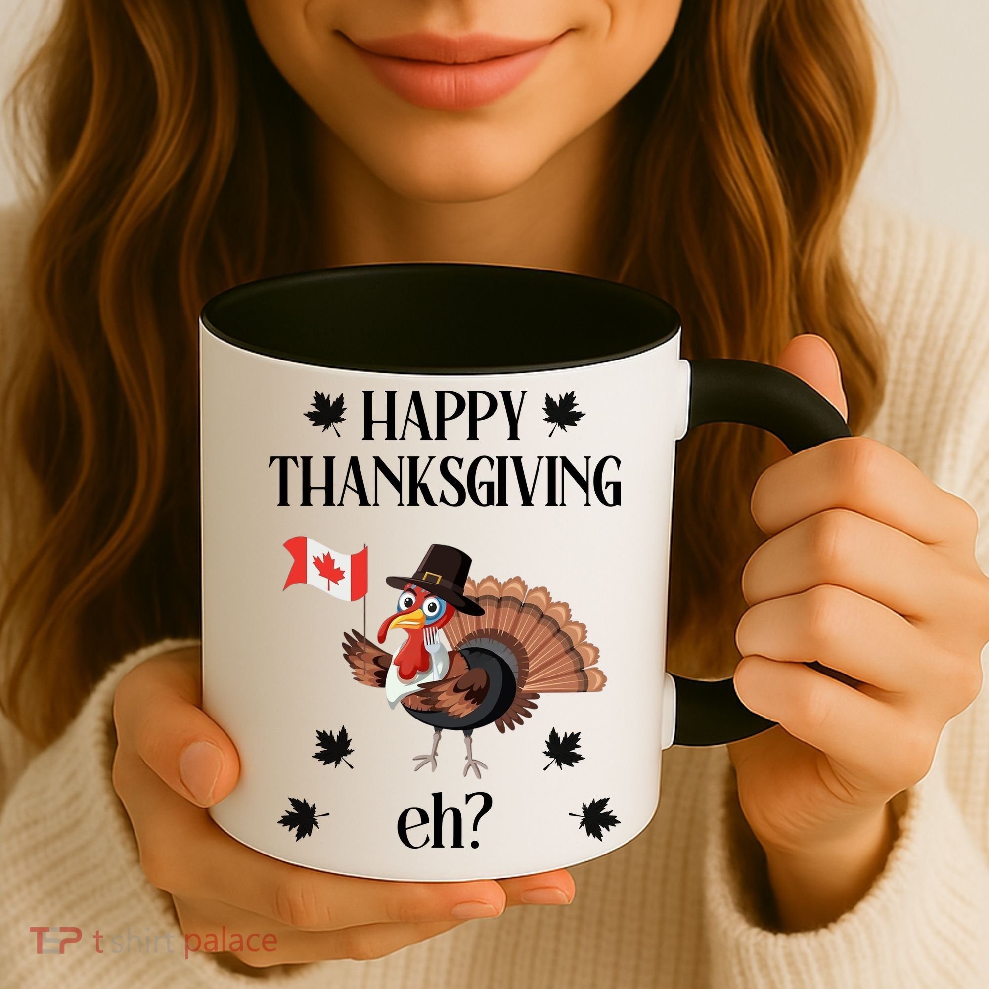 Turkey With Canada Flag Happy Thanksgiving Day Canadian Coffee Mug