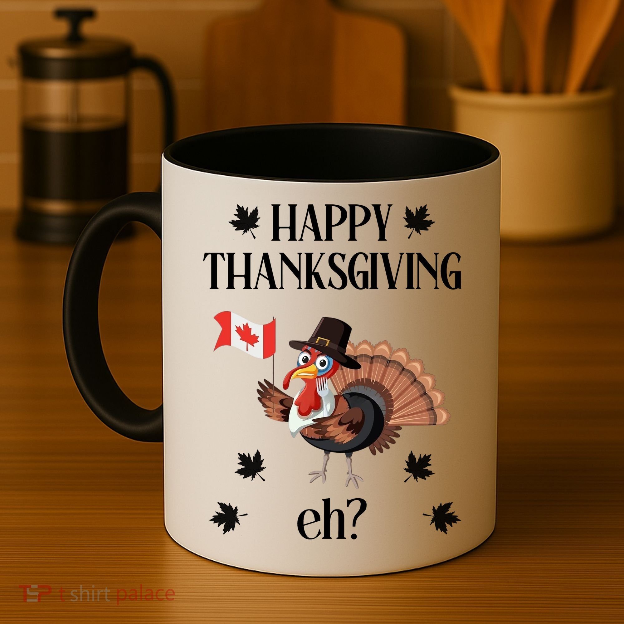 Turkey With Canada Flag Happy Thanksgiving Day Canadian Coffee Mug
