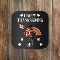 Turkey With Canada Flag Happy Thanksgiving Day Canadian Coaster thumb 0