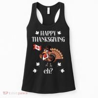 Turkey With Canada Flag Happy Thanksgiving Day Canadian Women's Tank Top thumb 0