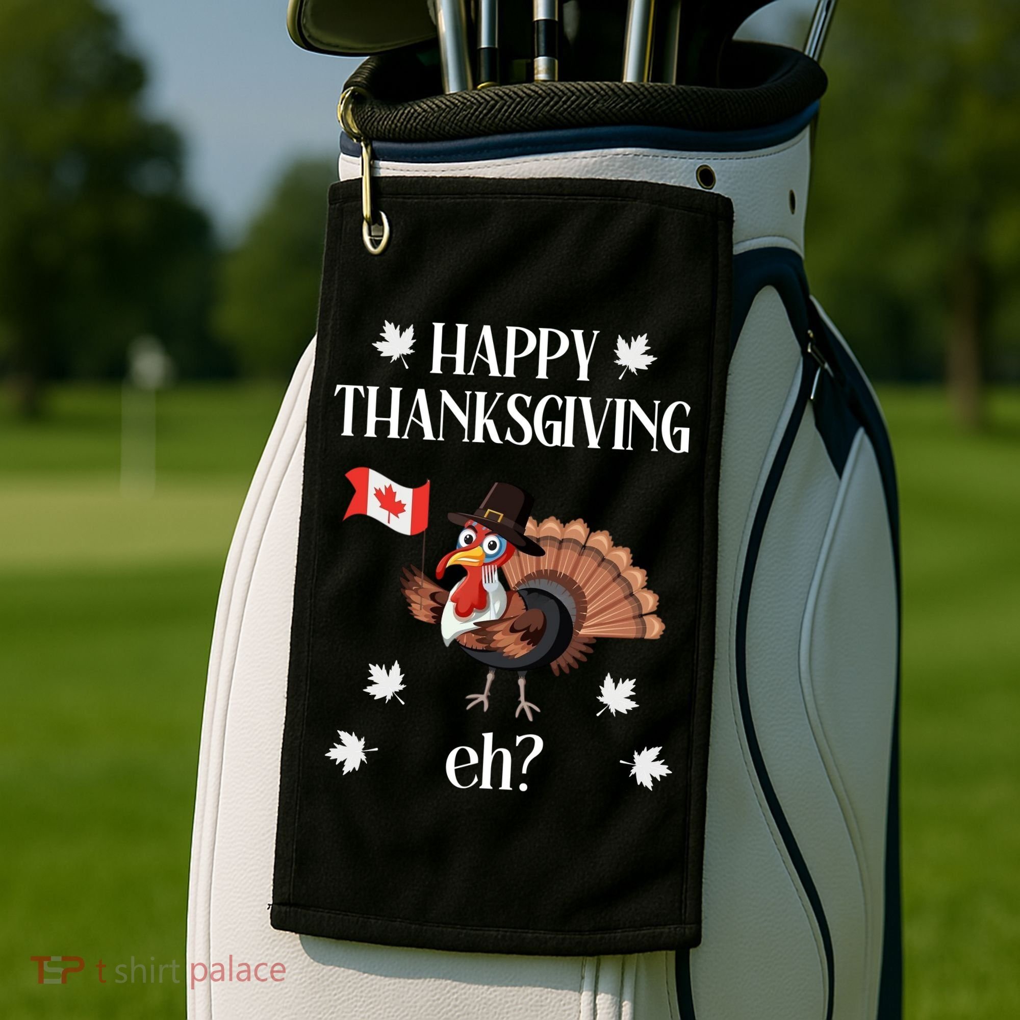 Turkey With Canada Flag Happy Thanksgiving Day Canadian Golf Towel