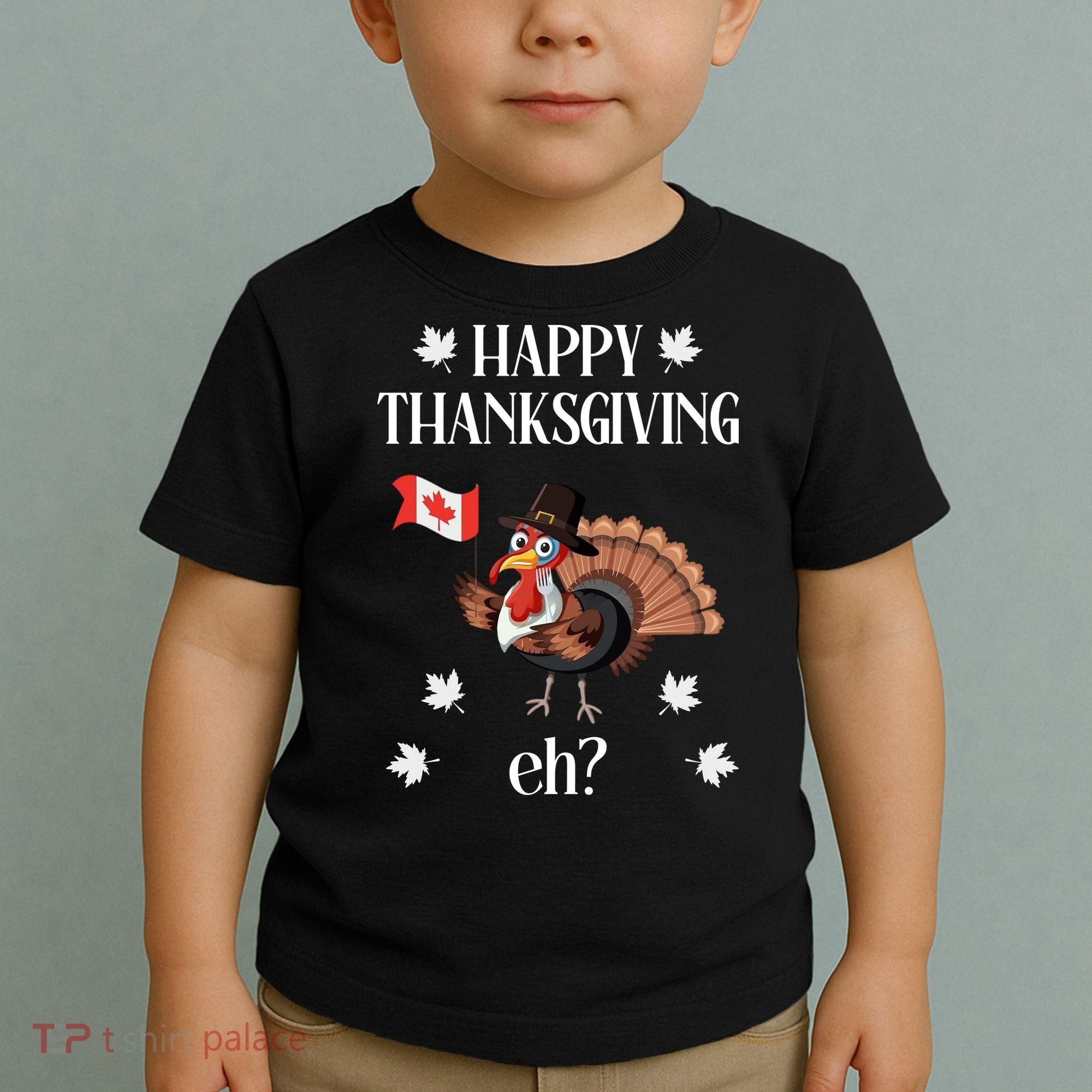 Turkey With Canada Flag Happy Thanksgiving Day Canadian Toddler T-Shirt