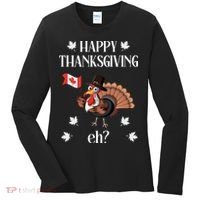 Turkey With Canada Flag Happy Thanksgiving Day Canadian Women's Long Sleeve Shirt thumb 0