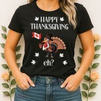 Turkey With Canada Flag Happy Thanksgiving Day Canadian Women's T-Shirt thumb 2