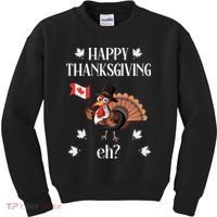 Turkey With Canada Flag Happy Thanksgiving Day Canadian Kids Sweatshirt thumb 0