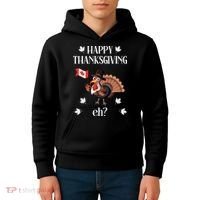 Turkey With Canada Flag Happy Thanksgiving Day Canadian Kids Hoodie thumb 4