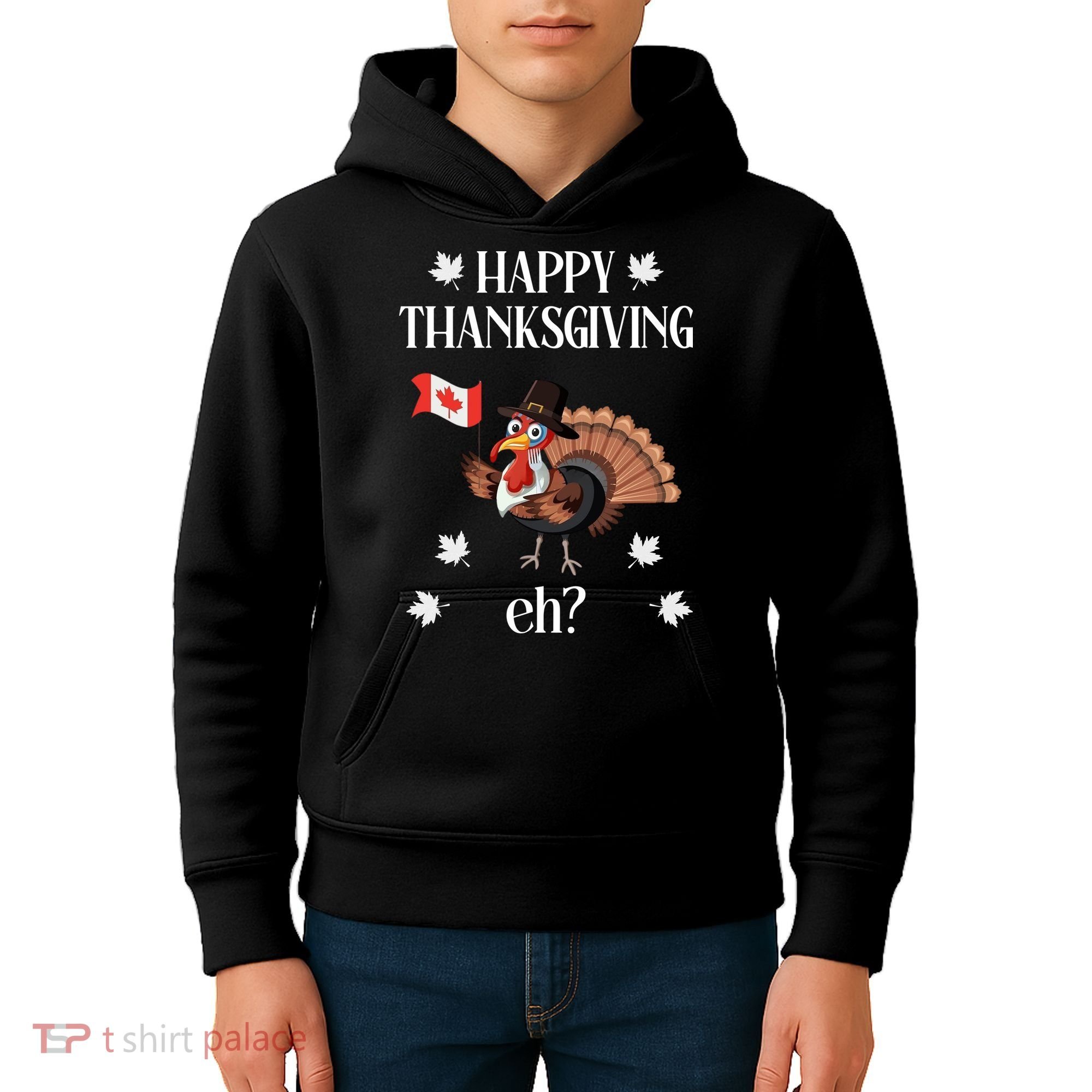 Turkey With Canada Flag Happy Thanksgiving Day Canadian Kids Hoodie