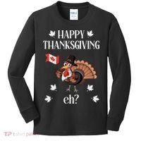 Turkey With Canada Flag Happy Thanksgiving Day Canadian Kids Long Sleeve Shirt thumb 0