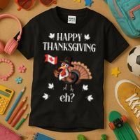 Turkey With Canada Flag Happy Thanksgiving Day Canadian Kids T-Shirt thumb 3