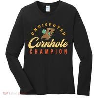 Tournament Win Cornhole Champion Corn Hole Champ Toss Game Women's Long Sleeve Shirt thumb 0