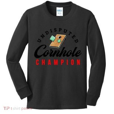 Tournament Win Cornhole Champion Corn Hole Champ Kids Long Sleeve Shirt
