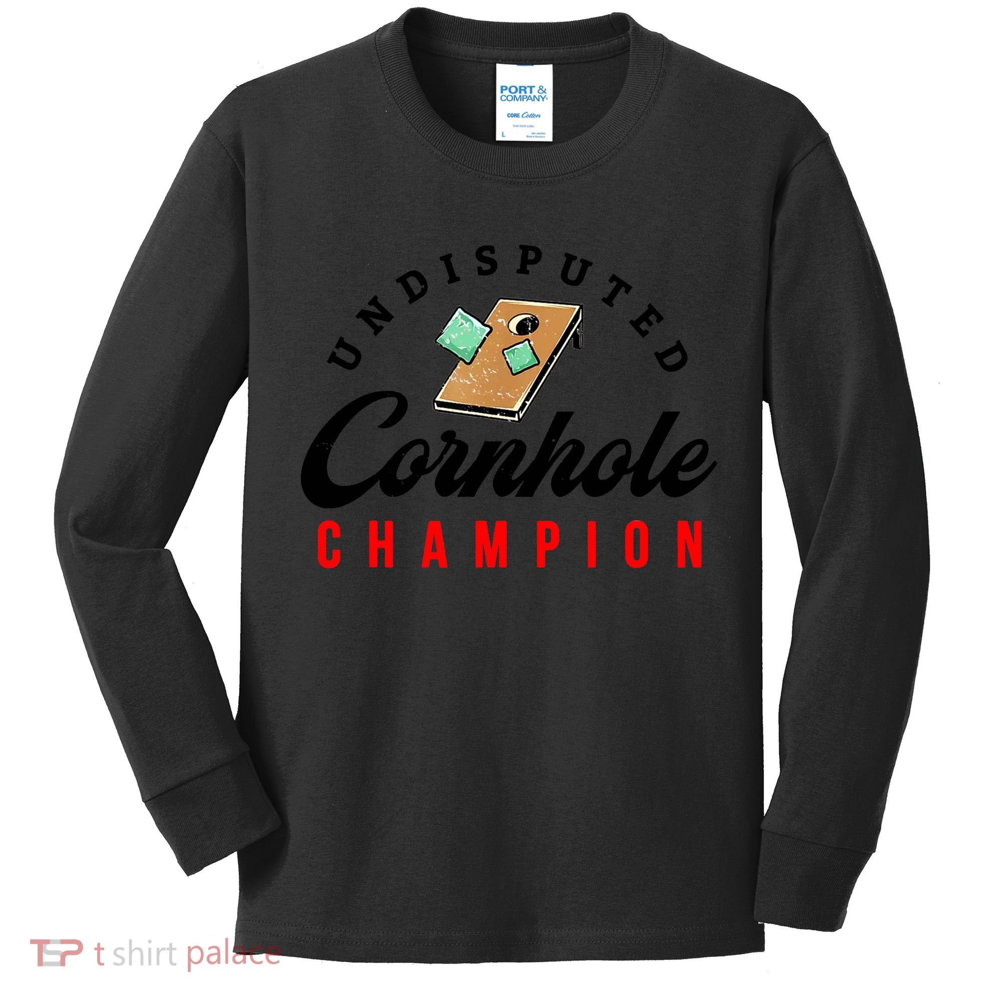 Tournament Win Cornhole Champion Corn Hole Champ Kids Long Sleeve Shirt