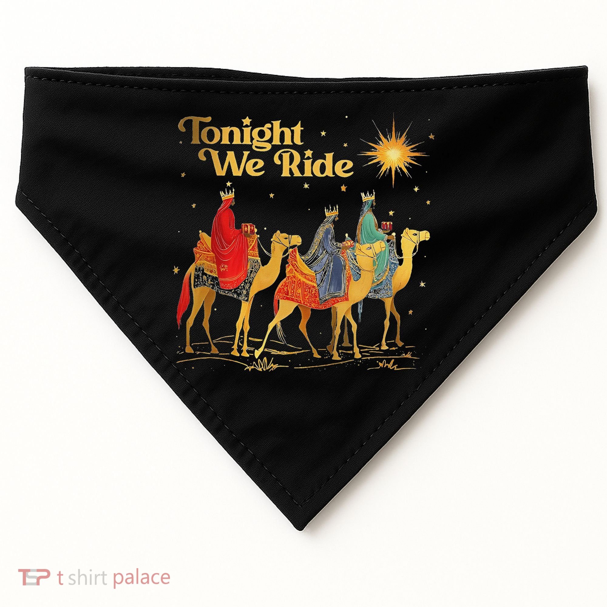 Tonight We Christmas Ride With Camel Ride Christian USA-Made Doggie Bandana