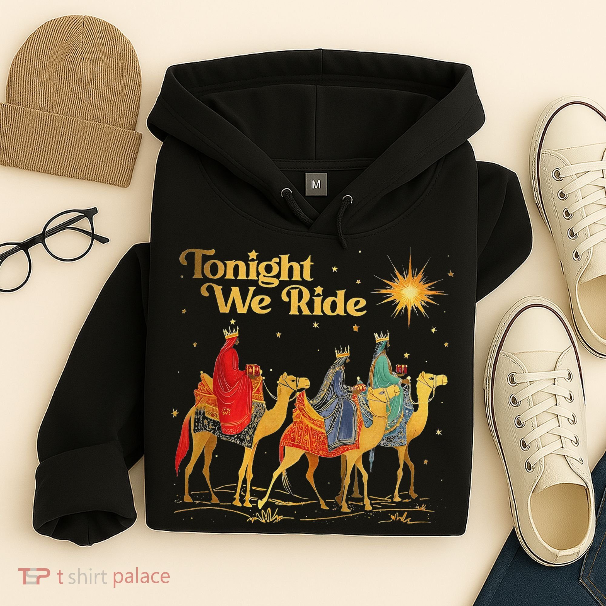 Tonight We Christmas Ride With Camel Ride Christian Hoodie