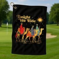 Tonight We Christmas Ride With Camel Ride Christian Golf Towel thumb 1