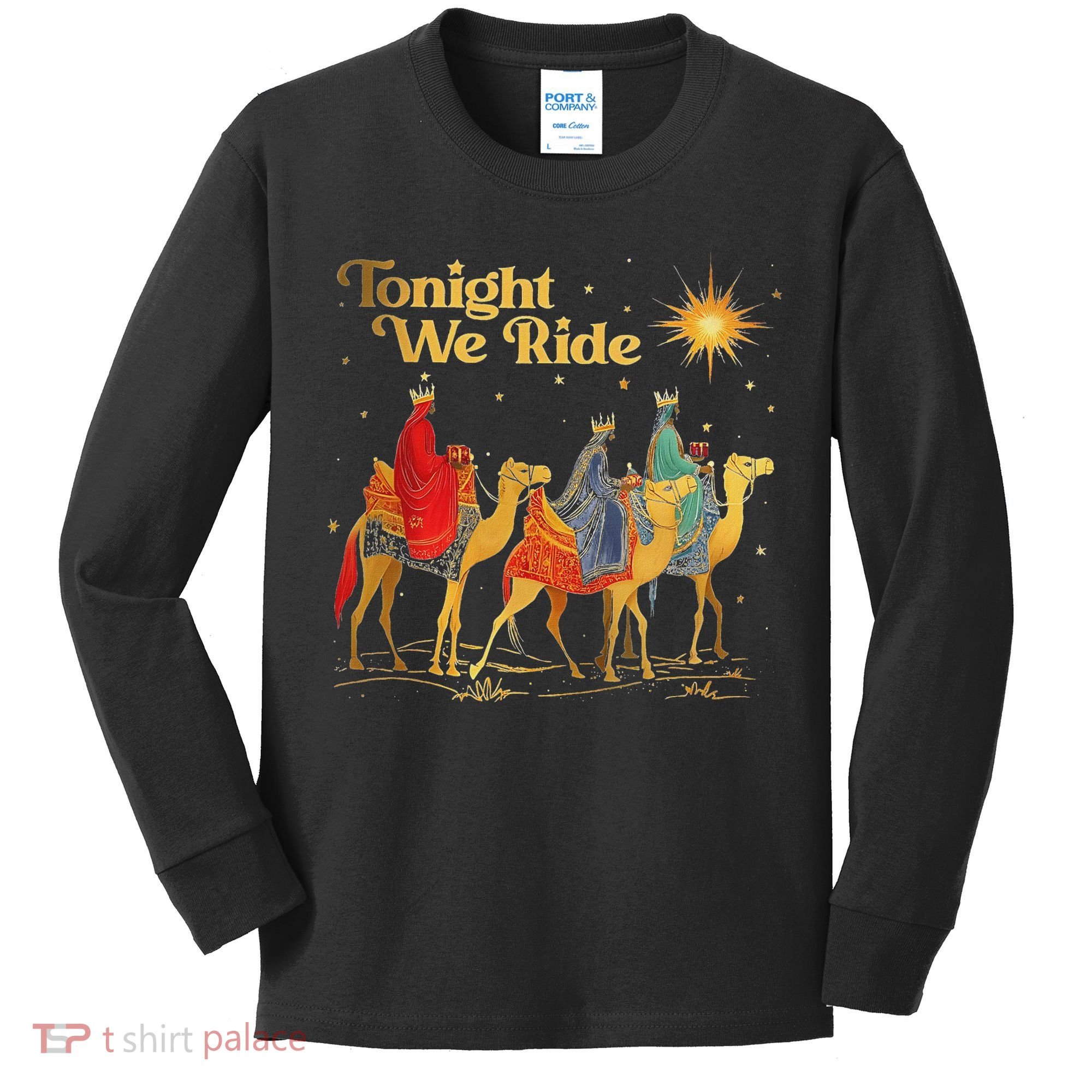 Tonight We Christmas Ride With Camel Ride Christian Kids Long Sleeve Shirt