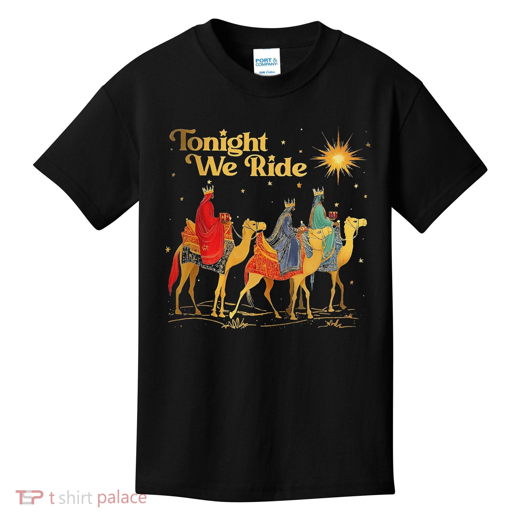 Tonight We Christmas Ride With Camel Ride Christian Kids T-Shirt