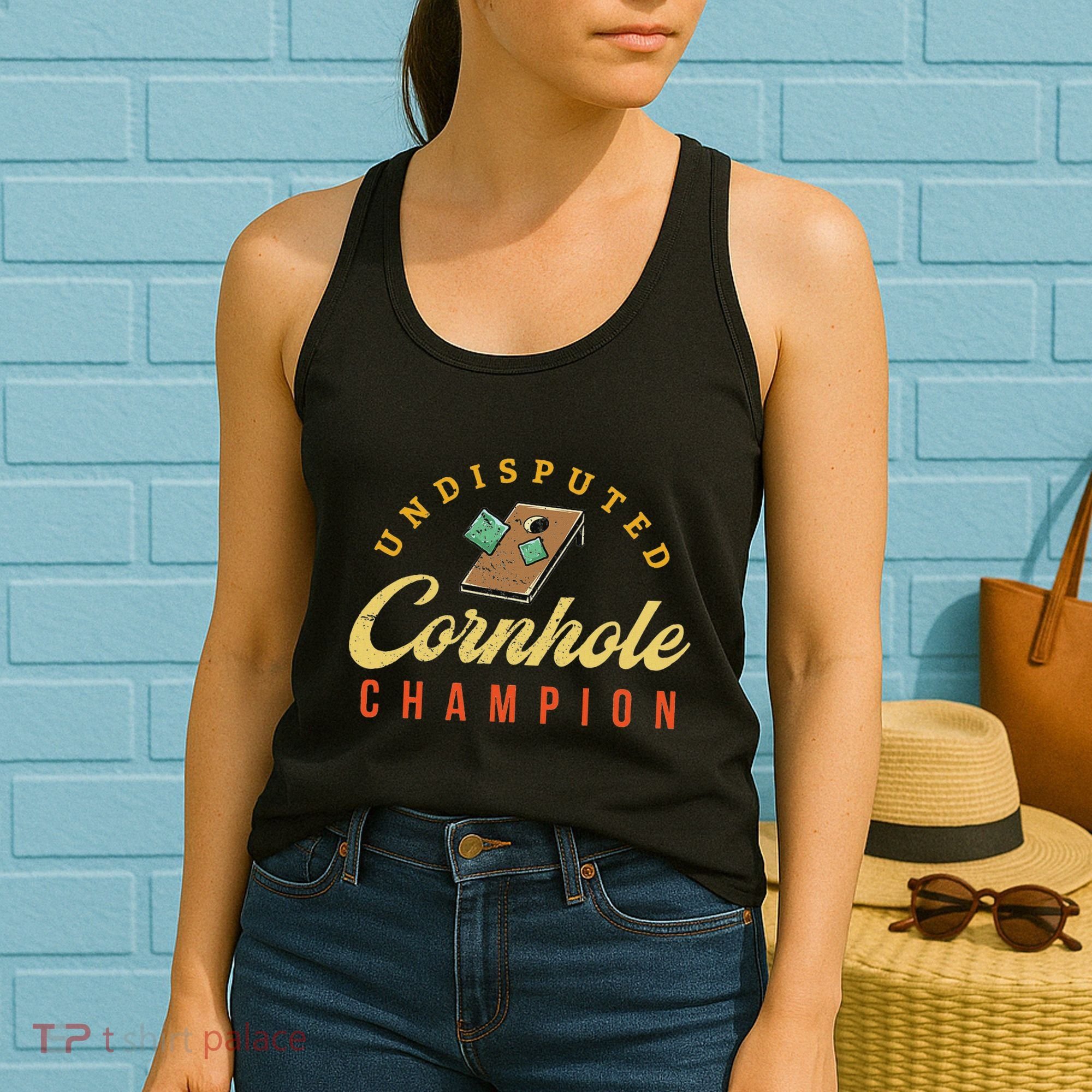 Tournament Win Cornhole Champion Corn Hole Champ Toss Game Women's Tank Top