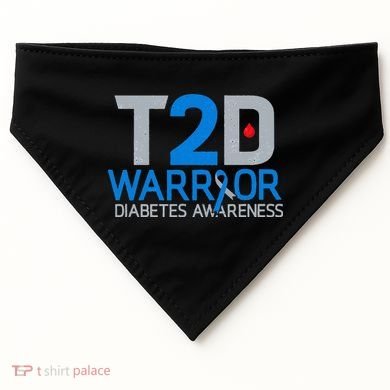 T2D Warrior Diabetes Awareness Type 2 Diabetic Fighter USA-Made Doggie Bandana