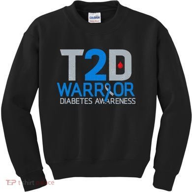 T2D Warrior Diabetes Awareness Type 2 Diabetic Fighter Kids Sweatshirt