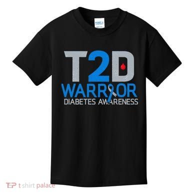 T2D Warrior Diabetes Awareness Type 2 Diabetic Fighter Kids T-Shirt