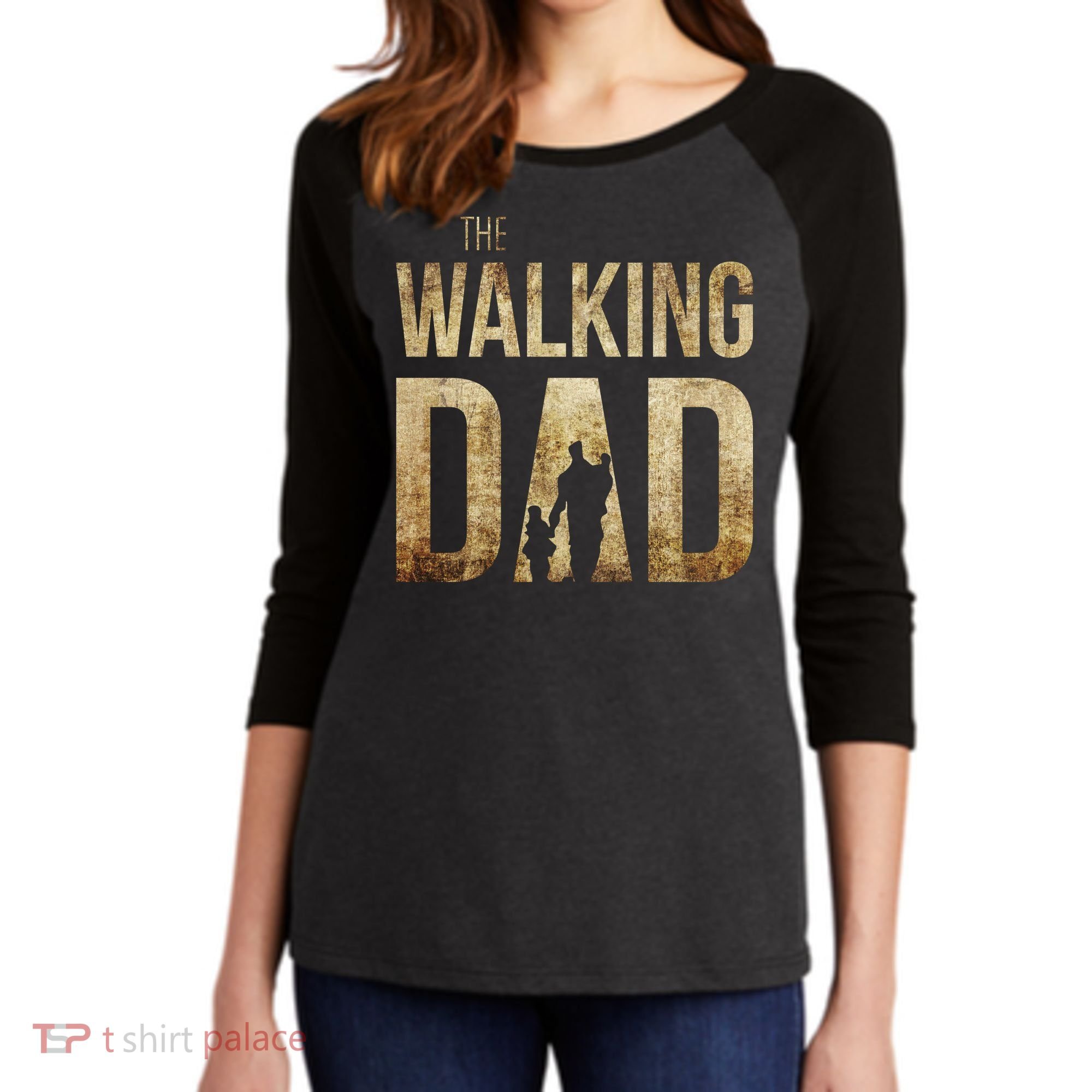 The Walking Dad Women's Tri-Blend 3/4-Sleeve Raglan Shirt