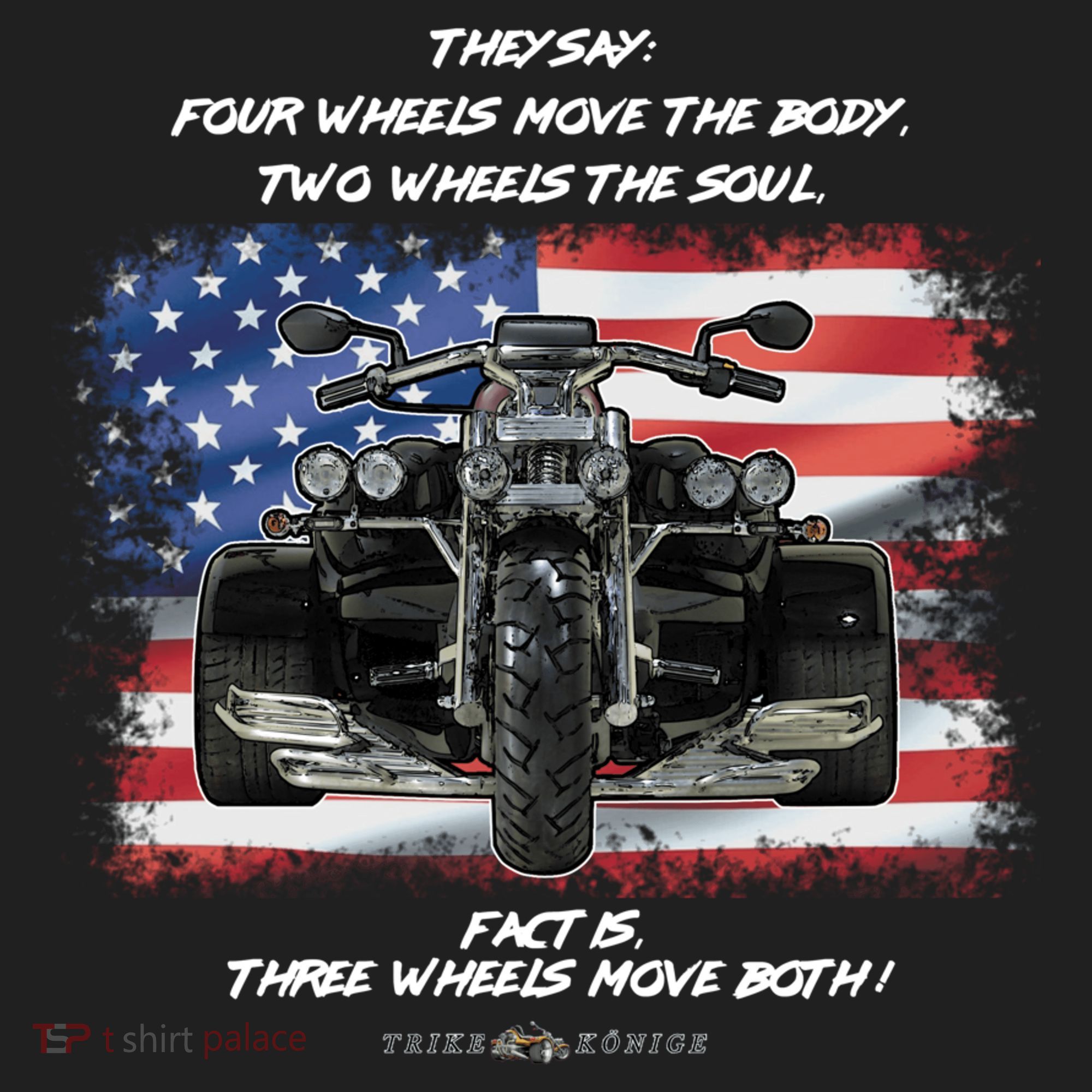 Three Wheels Do Both! USA Flags Trike Gift Crop Fleece Hoodie