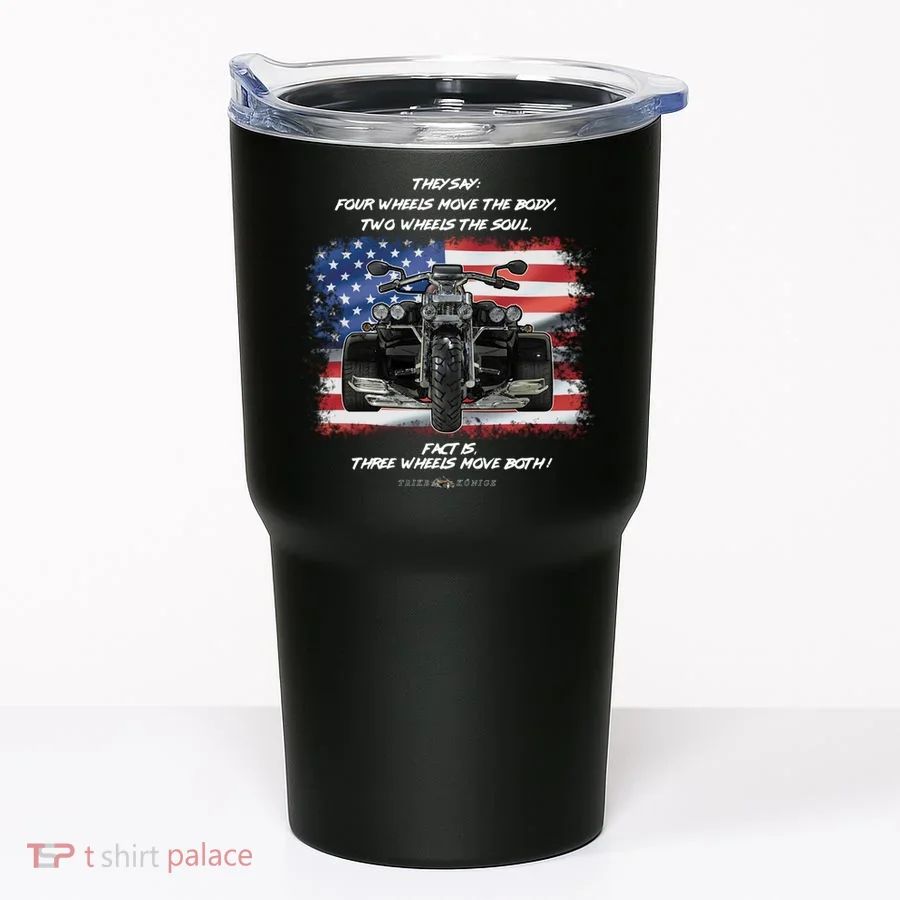 Three Wheels Do Both! USA Flags Trike Gift Tumbler