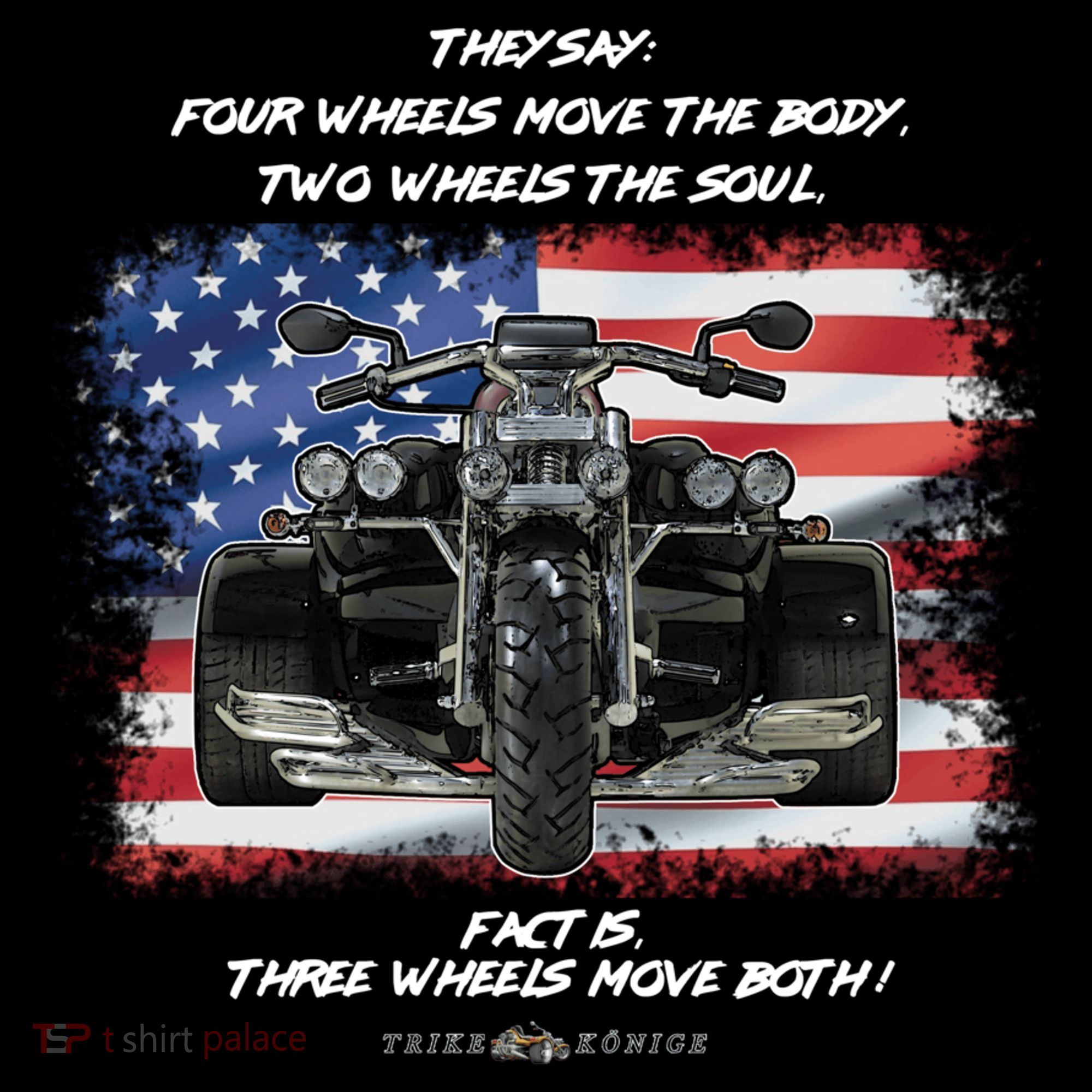 Three Wheels Do Both! USA Flags Trike Gift Ornament