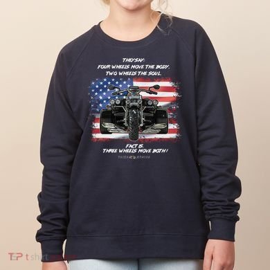Three Wheels Do Both! USA Flags Trike Gift Women's Sweatshirt