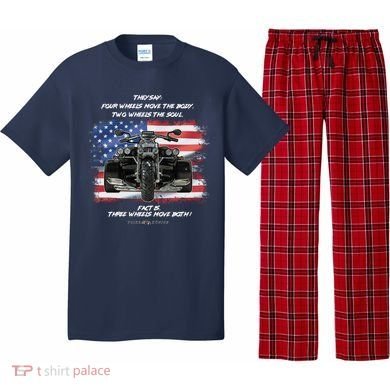 Three Wheels Do Both! USA Flags Trike Gift Pajama Set