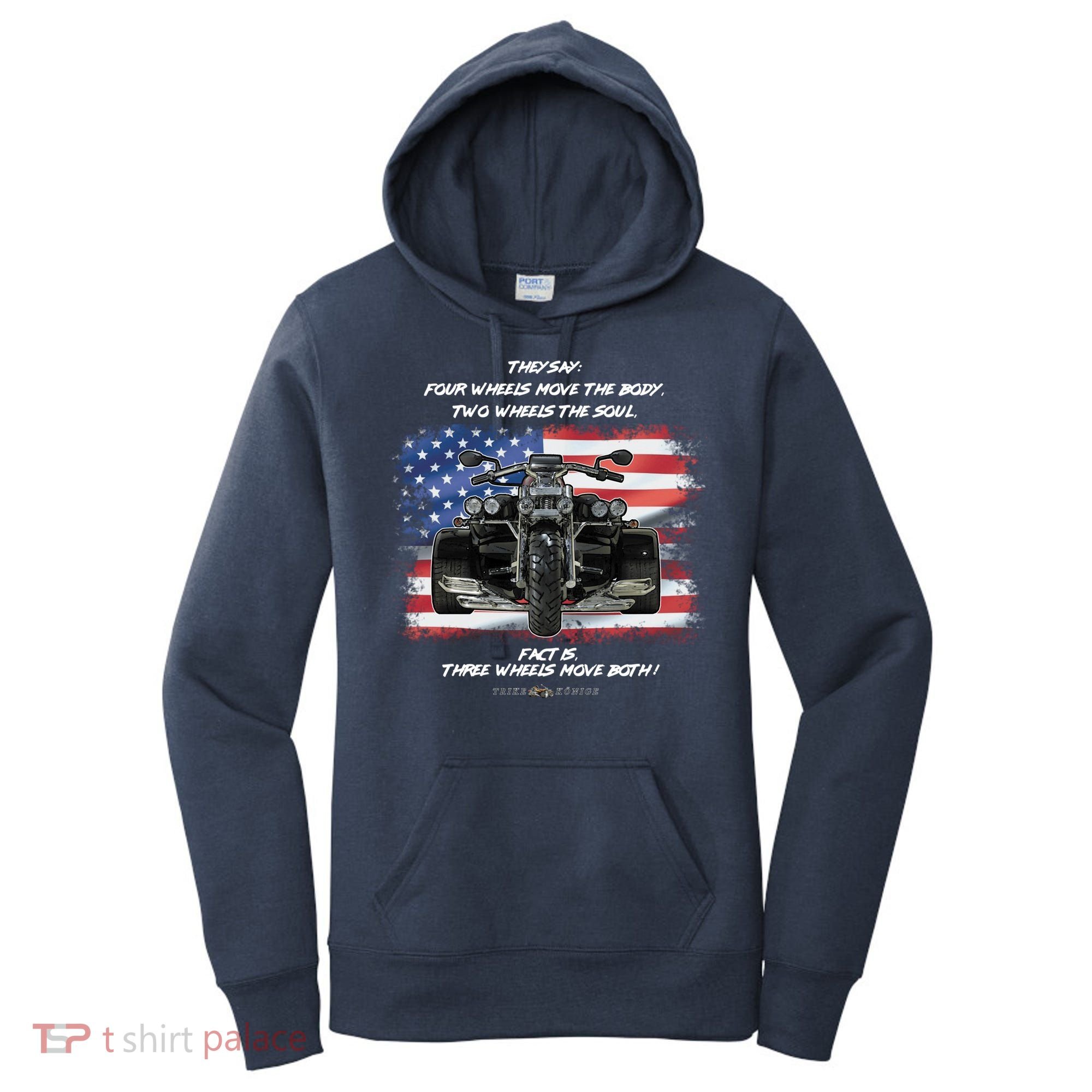 Three Wheels Do Both! USA Flags Trike Gift Women's Hoodie
