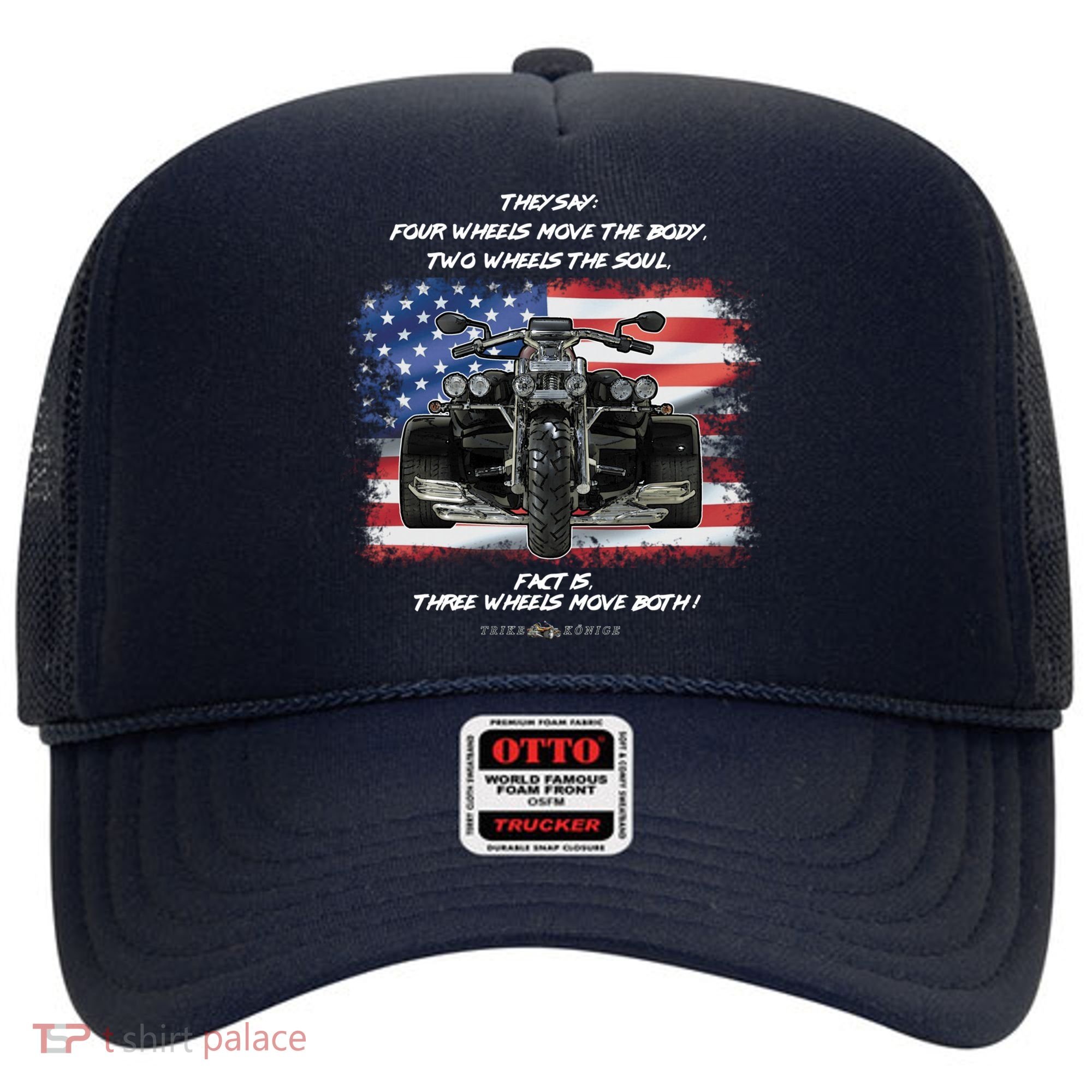 Three Wheels Do Both! USA Flags Trike Gift Hat