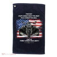 Three Wheels Do Both! USA Flags Trike Gift Golf Towel thumb 0