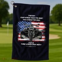 Three Wheels Do Both! USA Flags Trike Gift Golf Towel thumb 1