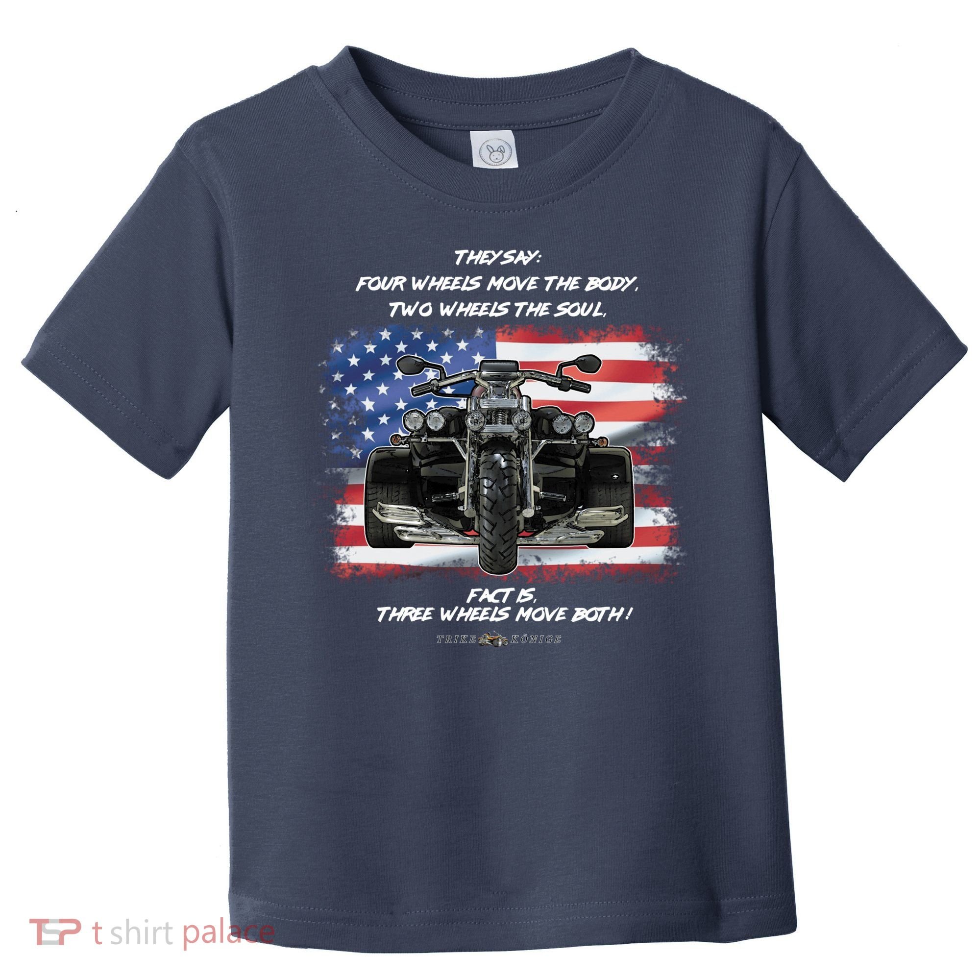 Three Wheels Do Both! USA Flags Trike Gift Toddler T-Shirt
